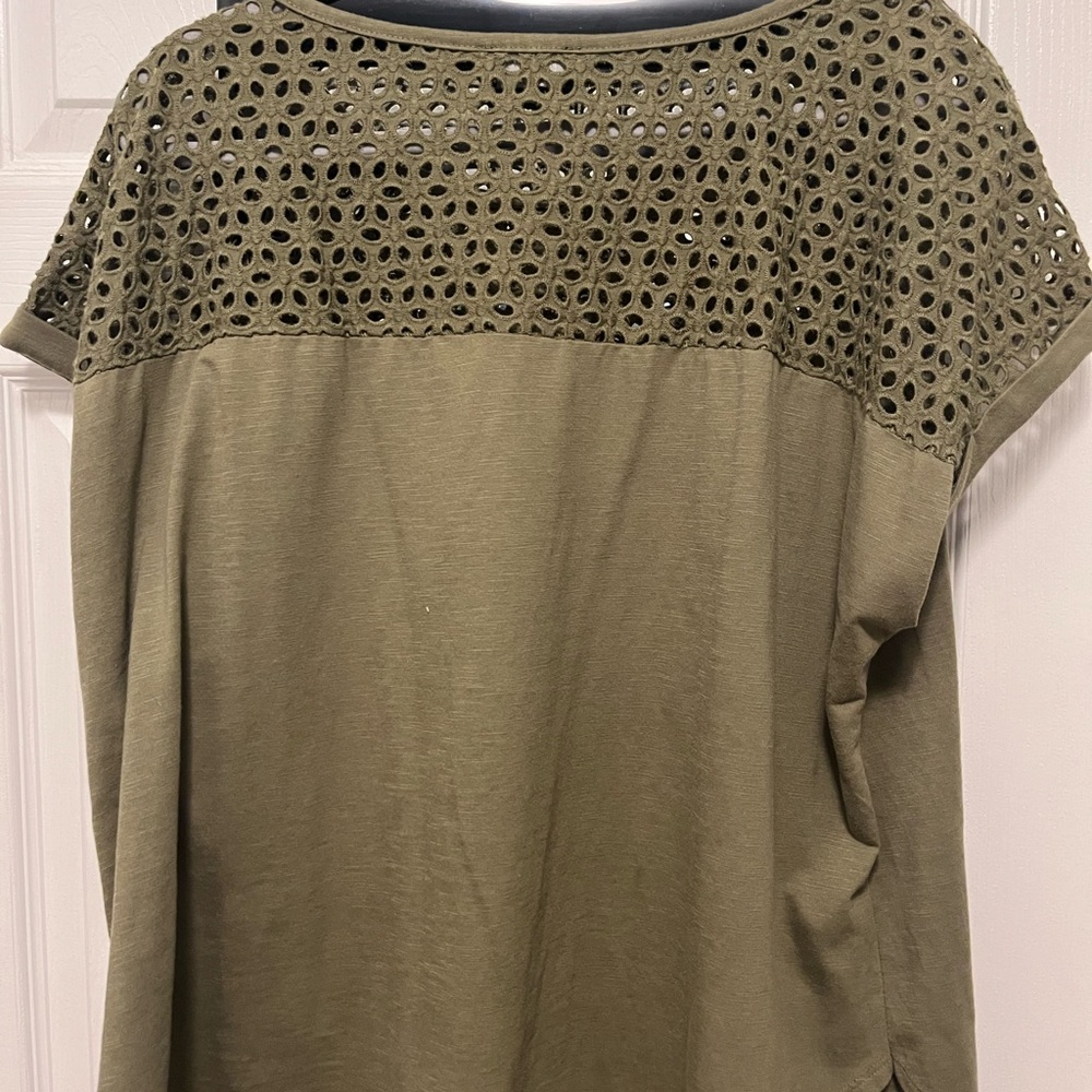 Lane Bryant Green Eyelet Embellished Blouse - Picture 2 of 4